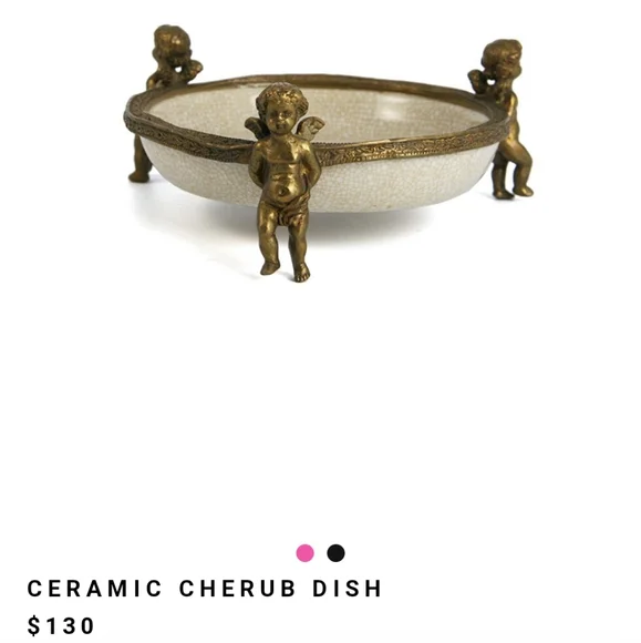 baroque style ceramic cherub Dish marked 1895